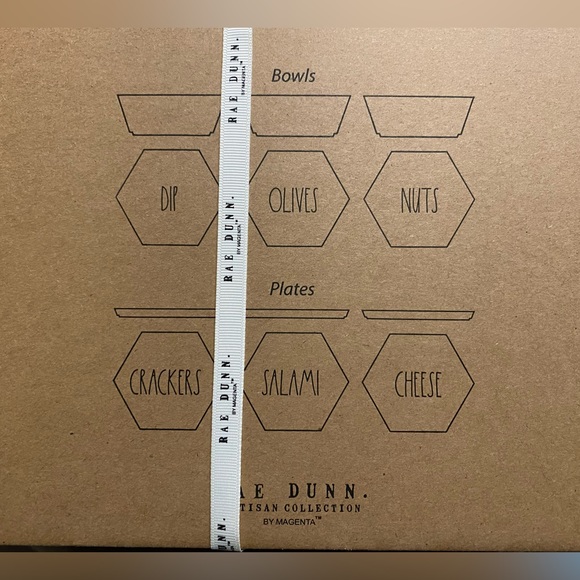 Rae Dunn Hexagon 6 piece Bowl and Plate Set - Picture 2 of 8